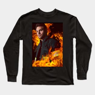 911 - Eddie Diaz - Flames Long Sleeve T-Shirt